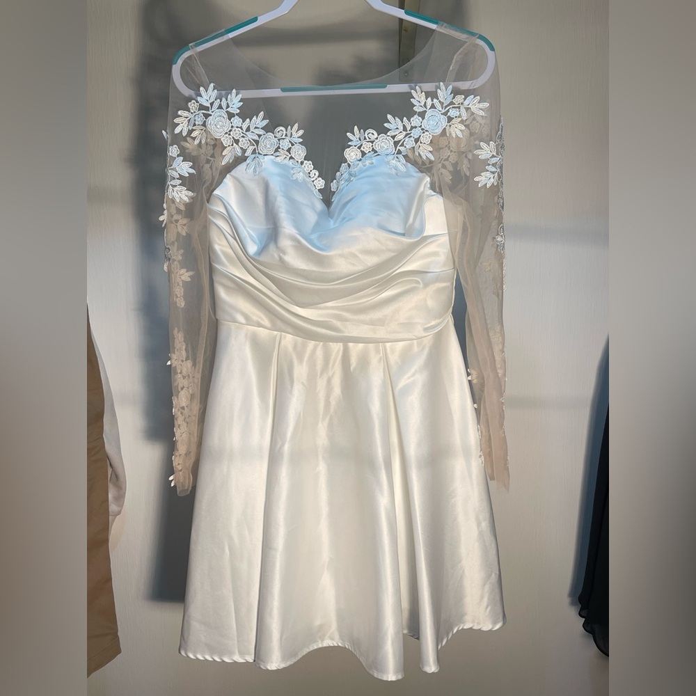White floral and lace wedding dress, size 4.